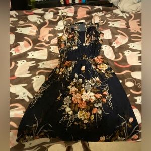 Floral Print Random Tie Neck Cami Dress